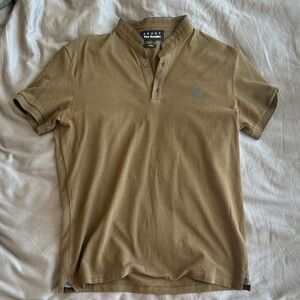 The Kooples Men's Olive Green Polo with Stand Collar